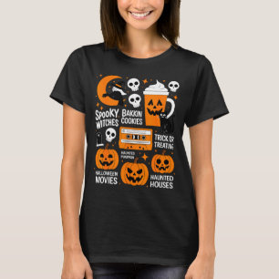 Spooky halloween witch pumpkin dark cat retro T-Shirt
