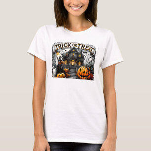 Spooky Halloween with ghosts and pumpkins T-Shirt