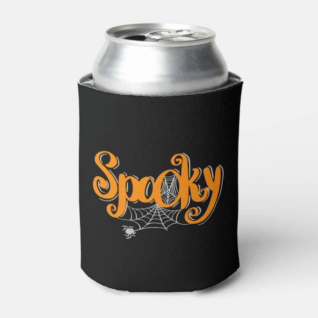 Spooky Halloween with Spider and spider web Can Cooler (Can Front)