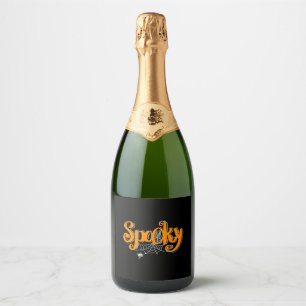 Spooky Halloween with Spider and spider web Sparkling Wine Label