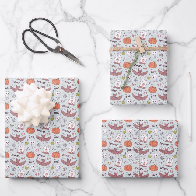Spooky Halloween Wrapping Paper Sheet (Front)