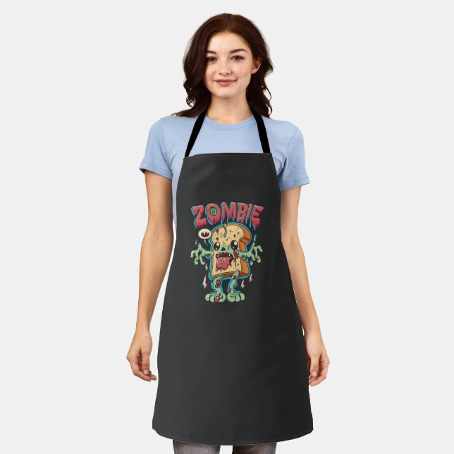 Spooky Halloween Zombie Toast Funny Halloween Gift Apron (Worn)