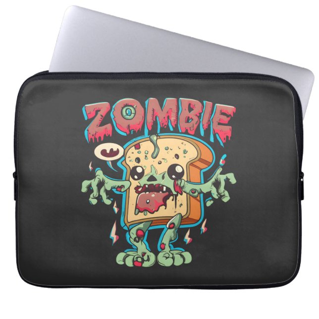 Spooky Halloween Zombie Toast Funny Halloween Gift Laptop Sleeve (Front)