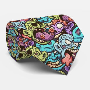 Spooky Halloween zombies tiled pattern Tie