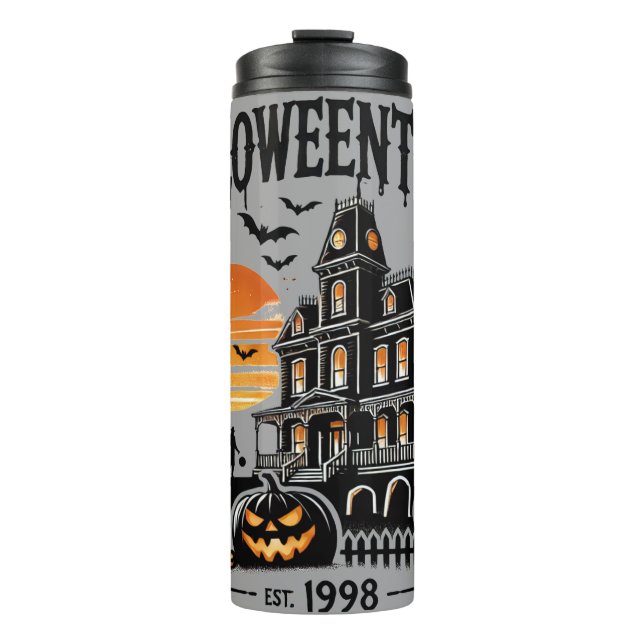 Spooky Halloweentown Haunted House Scene Thermal Tumbler (Front)