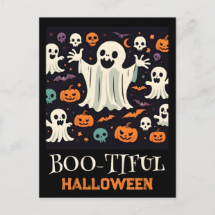 Spooky Happy Ghost Boo-tiful Halloween Postcard