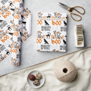 Spooky Happy Halloween Boo Gift  Wrapping Paper