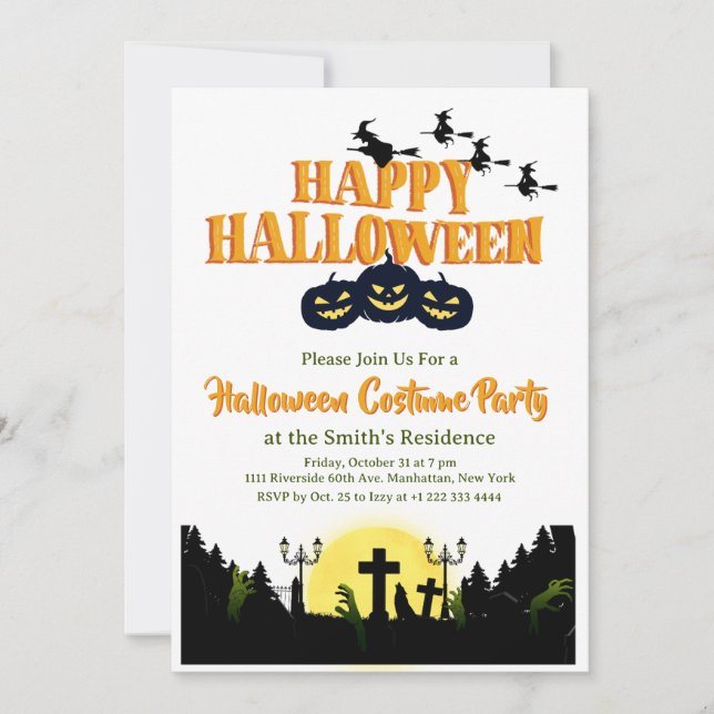 Spooky Happy Halloween Costume Party Invitation 1 (Front)