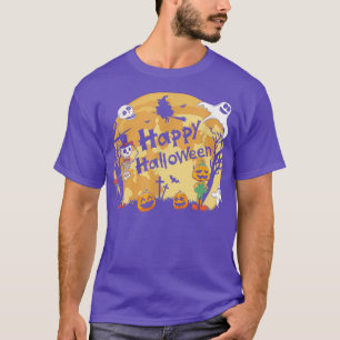Spooky Happy Halloween Skeleton Pumpkin Ghost Witc T-Shirt