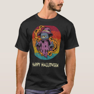 Spooky  Happy Halloween Wizard Cat Men Women Kids T-Shirt