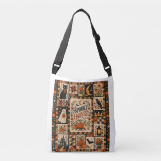 Spooky Harvest Vintage Halloween Patchwork Crossbody Bag