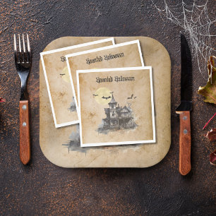 Spooky Haunted Castle Halloween Party Napkin