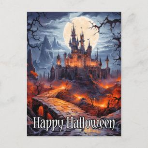 Spooky Haunted Dwelling Under A Full Moon Postcard