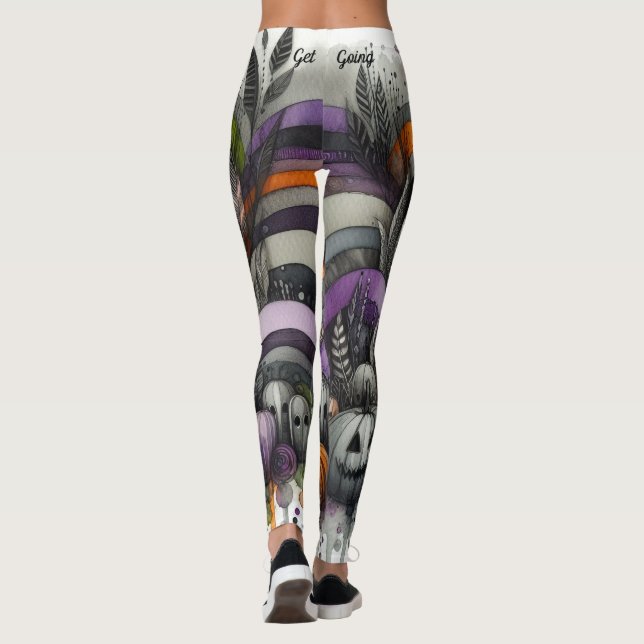 Spooky Haunted Forest Halloween Leggings (Back)