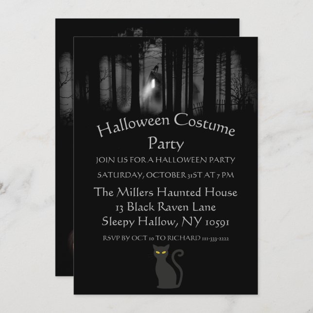 Spooky Haunted Forest Halloween Party Invitation (Front/Back)