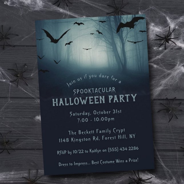 Spooky Haunted Forest Halloween Party Invitation (Creator Uploaded)