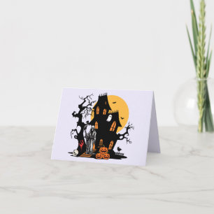 Spooky Haunted Halloween House Card