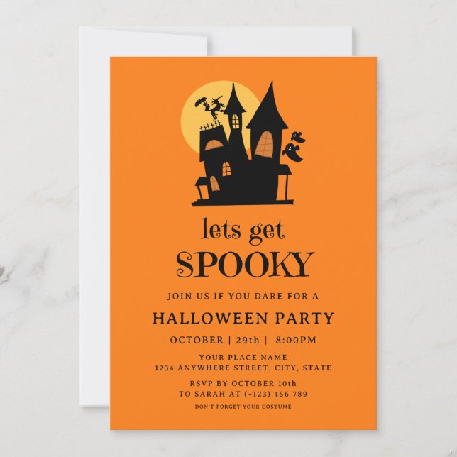 Spooky Haunted House Adult Halloween Costume Party Invitation (Front)