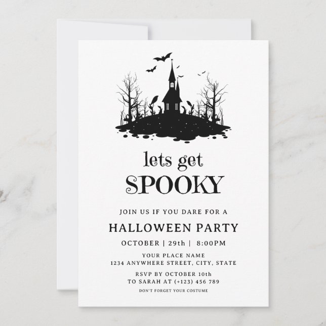 Spooky Haunted House Adult Halloween Costume Party Invitation (Front)