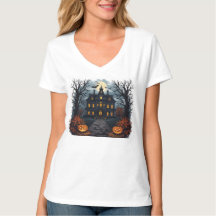 Spooky Haunted House and Pumpkin Patch Halloween