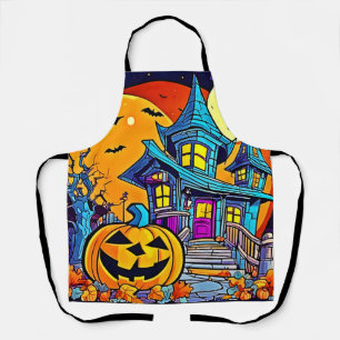 Spooky Haunted House Artwork Apron