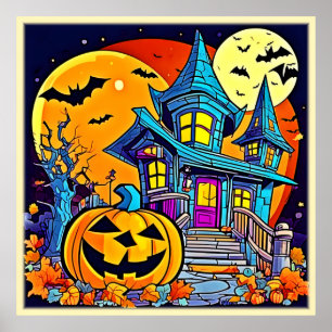 Spooky Haunted House Artwork Poster