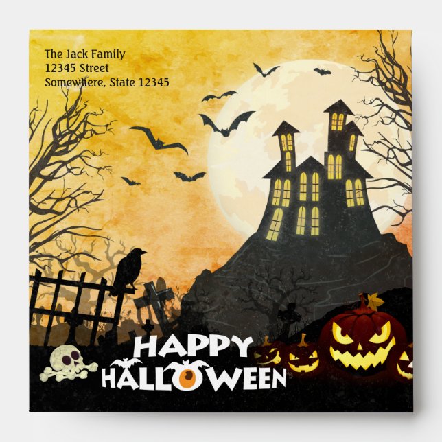 Spooky Haunted House Costume Night Sky Halloween Envelope (Front)