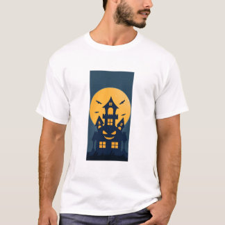 Spooky Haunted House Full Moon Halloween Silhouett T-Shirt