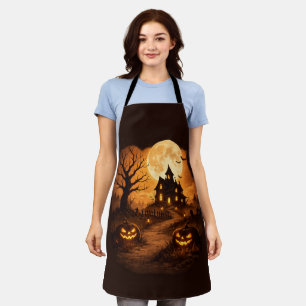 Spooky Haunted House Halloween Apron