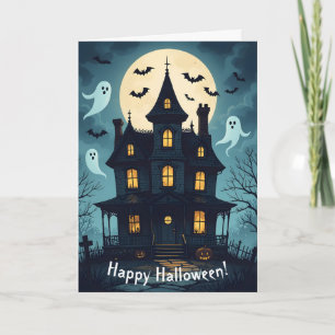 Spooky Haunted House Halloween Card