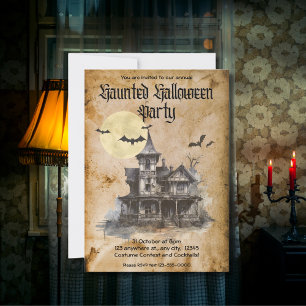 Spooky Haunted House Halloween Costume Party Invitation