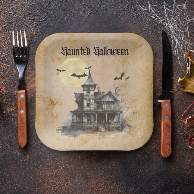 Spooky Haunted House Halloween Costume Party Paper Plate (Creator Uploaded)