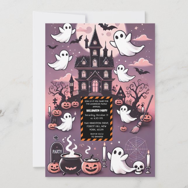 Spooky Haunted House Halloween Custom Ghost Theme Invitation (Front)