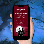 Spooky Haunted House Halloween Invitation<br><div class="desc">An eerie haunted house on a red night sky with a white full moon, fun for Halloween costume party invitations, scary kid's birthday party invitations, adult Halloween costume party invitations, just change the wording to fit your occasion. Available as printed invitations and instant download to print yourself or to send...</div>