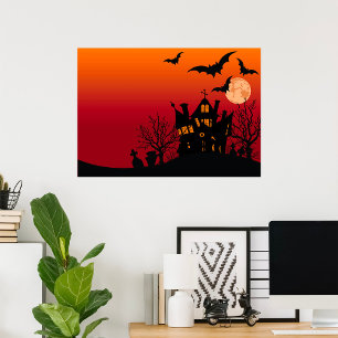 Spooky Haunted House Halloween Night  Poster
