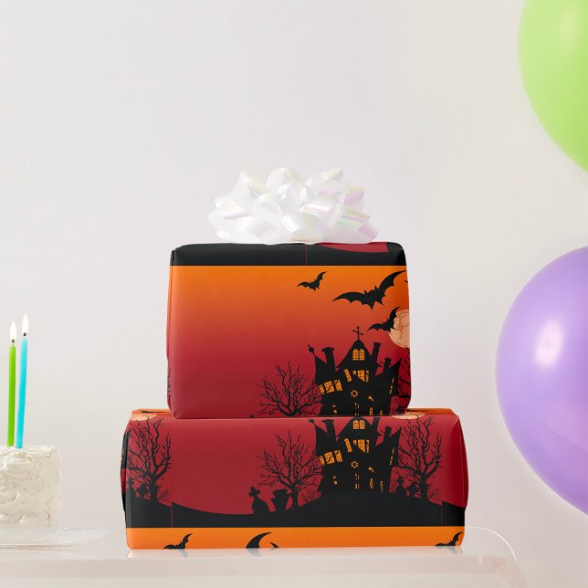 Spooky Haunted House Halloween Night  Wrapping Paper (Creator Uploaded)