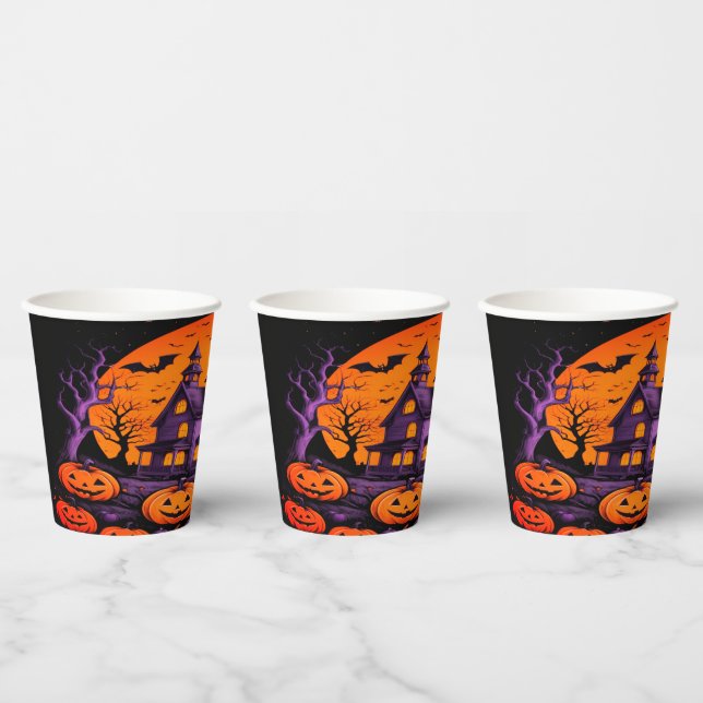 Spooky Haunted House Halloween Paper Cups (Multi)