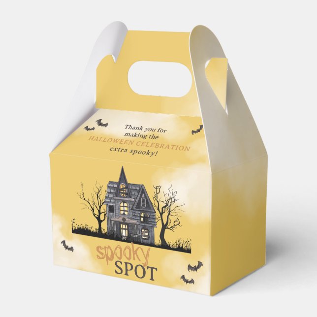 Spooky Haunted House Halloween Party Gable 4x2.5x5 Favour Box (Front Side)