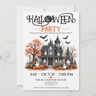 Spooky Haunted House Halloween Party Invitation