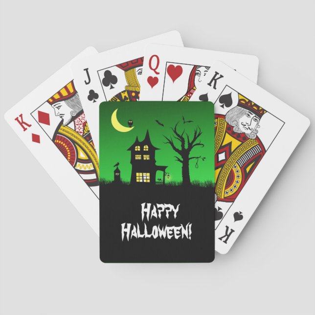 Spooky Haunted House Halloween Playing Cards (Back)