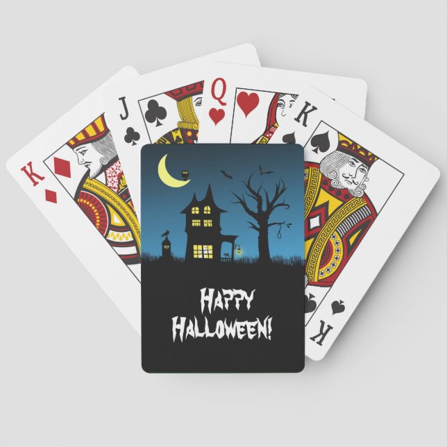 Spooky Haunted House Halloween Playing Cards (Back)