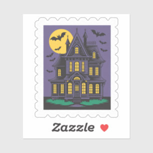 Spooky Haunted House Halloween Postage Stamp