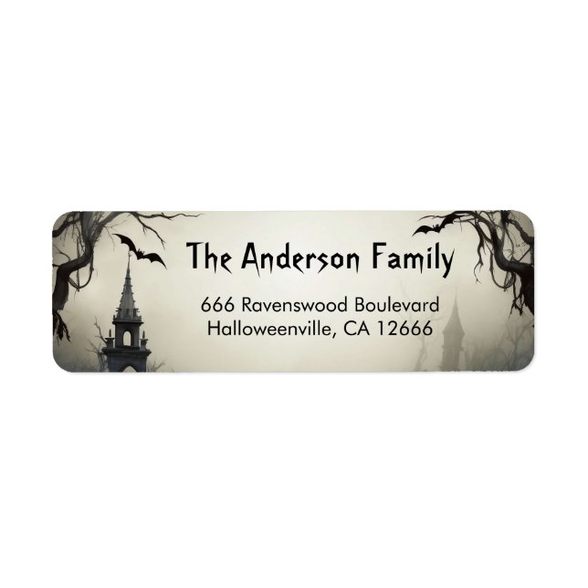 Spooky Haunted House Halloween Return Address  Label (Front)