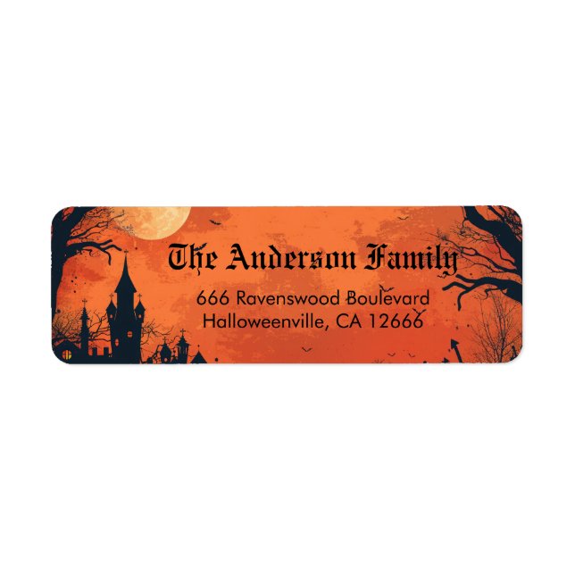 Spooky Haunted House Halloween Return Address  Label (Front)