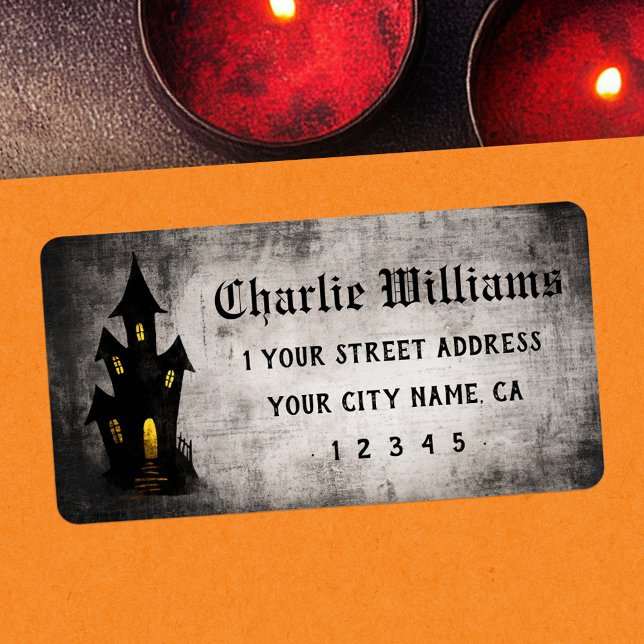 Spooky haunted house Halloween return address Label (Spooky haunted house Halloween return address Label)