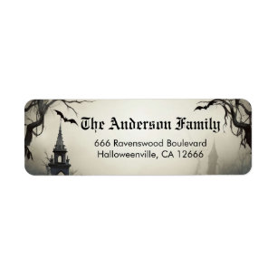 Spooky Haunted House Halloween Return Address  Label