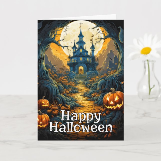 Spooky Haunted House - Happy Halloween Card (Small Plant)