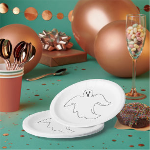 Spooky Haunted House Happy Halloween Ghost Paper Plate