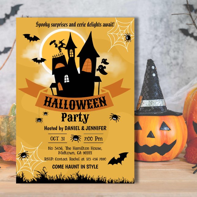 Spooky haunted house moonlit Eerie Halloween   Invitation (Creator Uploaded)