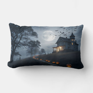 Spooky Haunted House on a Hill  Lumbar Cushion
